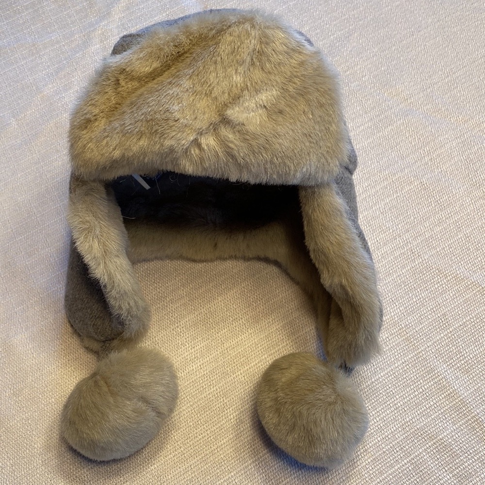 Baby GAP Grey Wool Trapper's Cap with Faux Fur